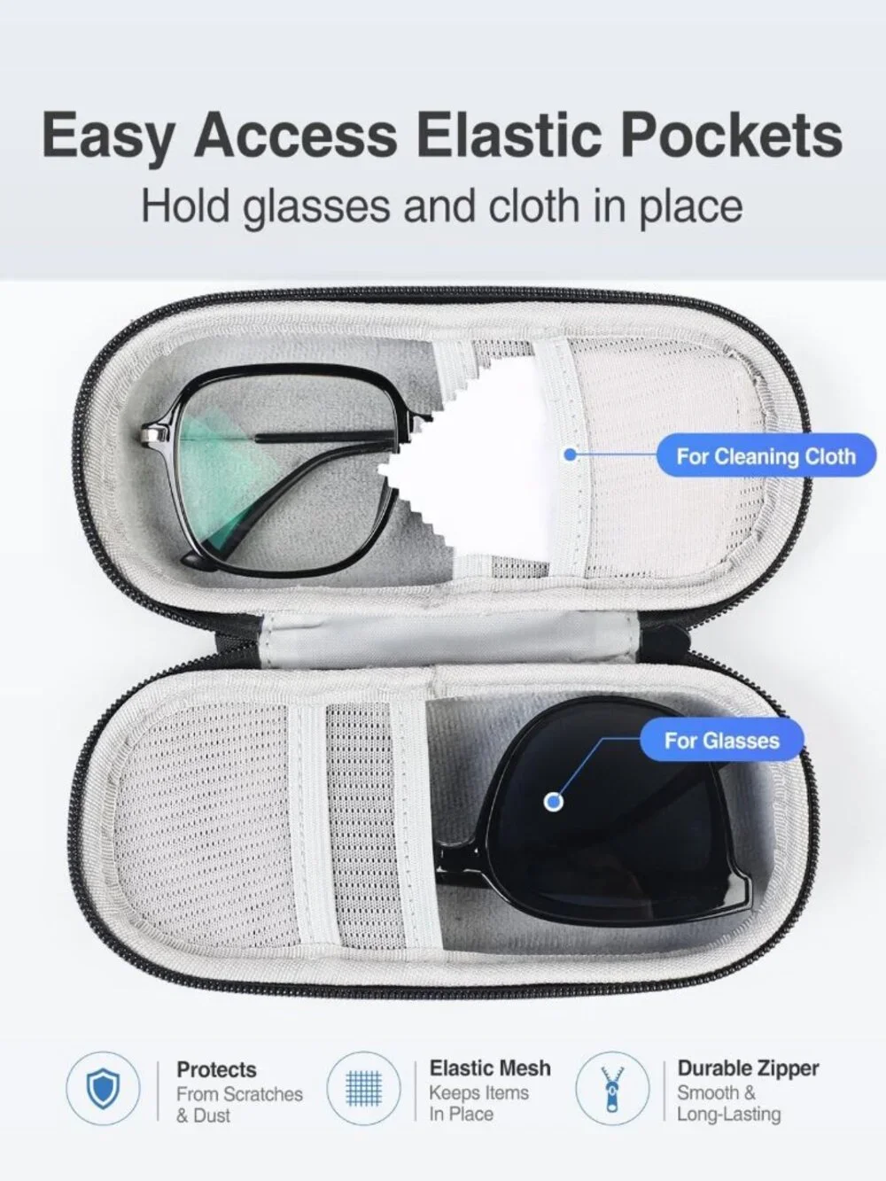 Double Eyeglass Case & Sunglass Organizer - Travel-Friendly, Durable Design